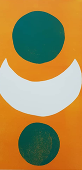 Printmaking print using wooden shapes